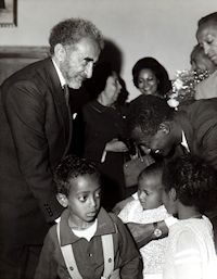 Haile Selassie with some kids